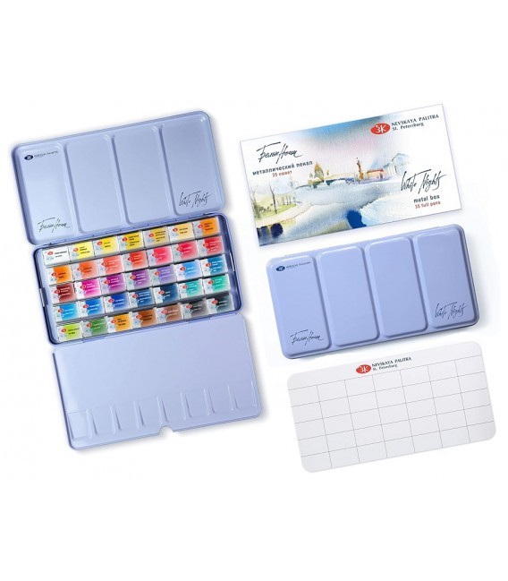 Caixa de metal aquarela White Nights 35 cores