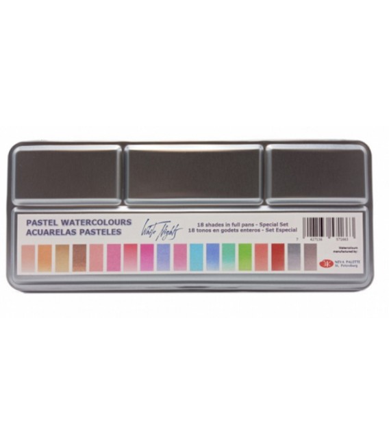 Caja metalica acuarela Tonos Pastel White Nights 18 colores