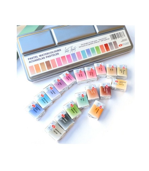 Caja metalica acuarela Tonos Pastel White Nights 18 colores