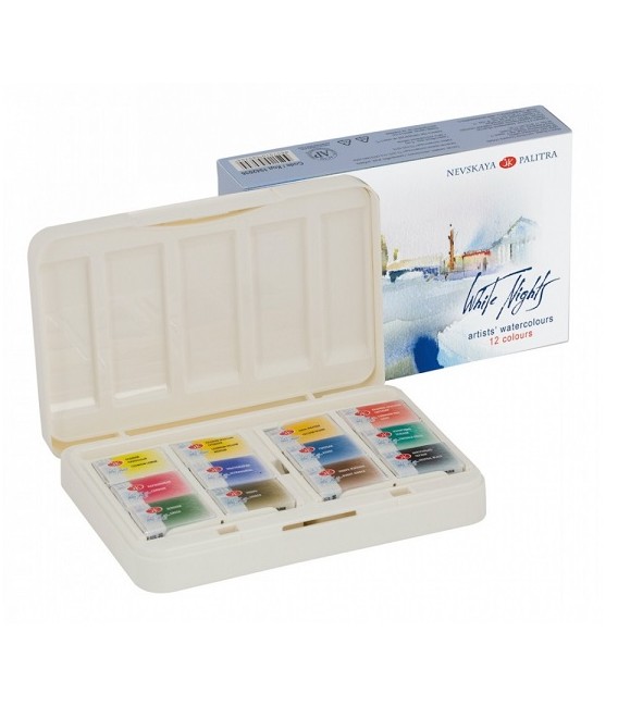 Caja plastico acuarela White Nights 12 colores