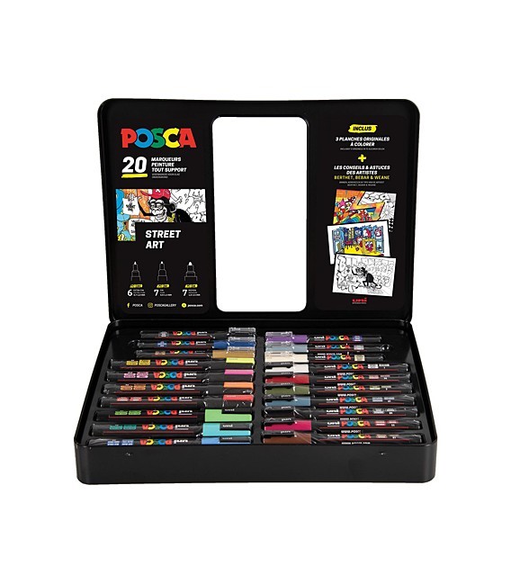 Marcadores Uni Posca Caixa Metálica 20u. "Dirty Harry"