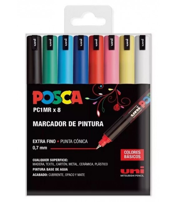 Caixa Retoladors Posca 8 uts. PC-1MR