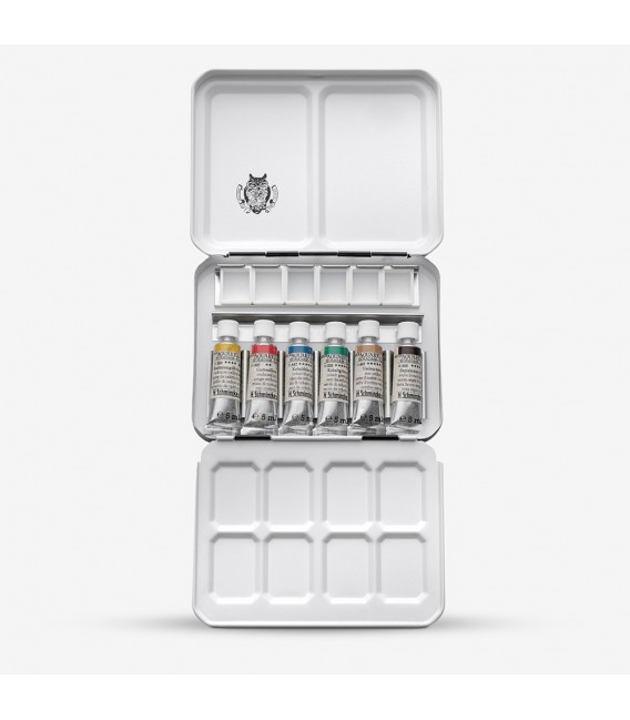 Caixa aquarela metalica Schmincke Horadam Retro 6 tubos