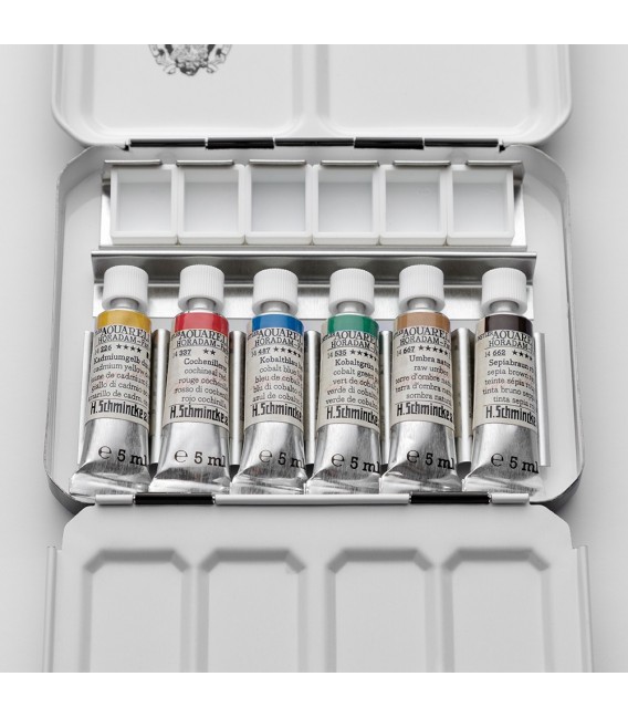 Watercolor metal box Schmincke Horadam Retro 6 tubes
