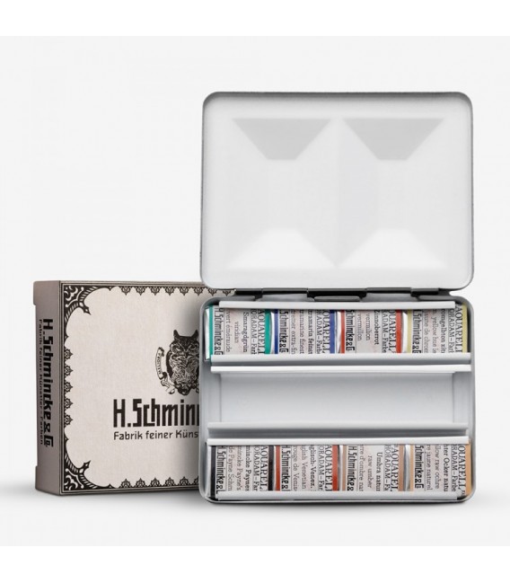 Caixa aquarela metalica Schmincke Horadam Retro 8 godets