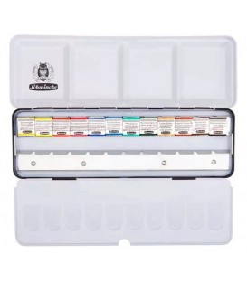 Caja metalica acuarela Schmincke Horadam 12 pastillas y 12 espacios vacios