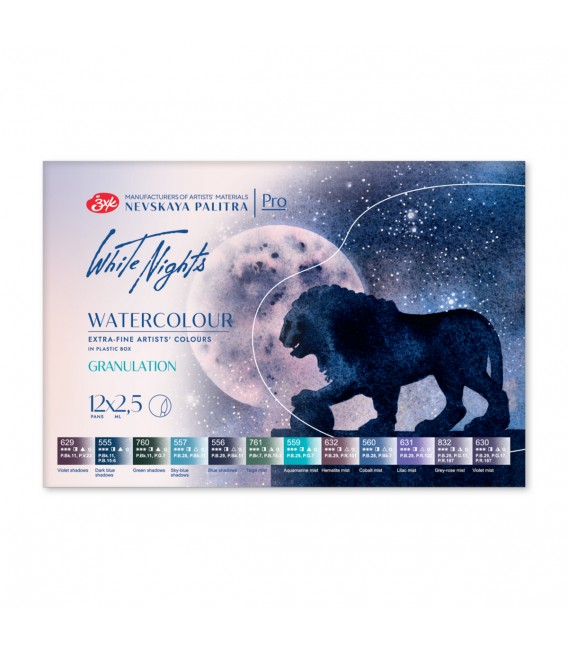 Scatola in plastica acquerello White Nights 12 colori "Granulation"