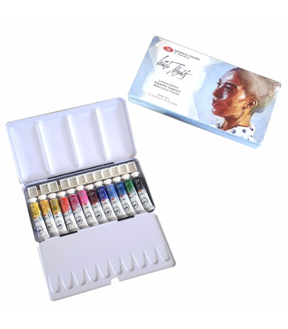 Boite metal aquarelle White Nights 12 couleurs "Alejandro Casanova"