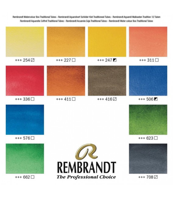 Boite aquarelle bois Rembrandt Traditional 12 tubes 5 ml