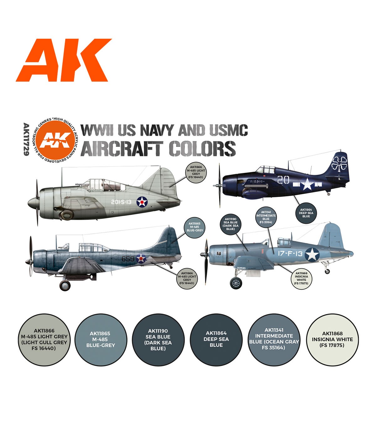 AK11729 WWII US Navy & USMC Aircraft Colors 6 u. 17 ml