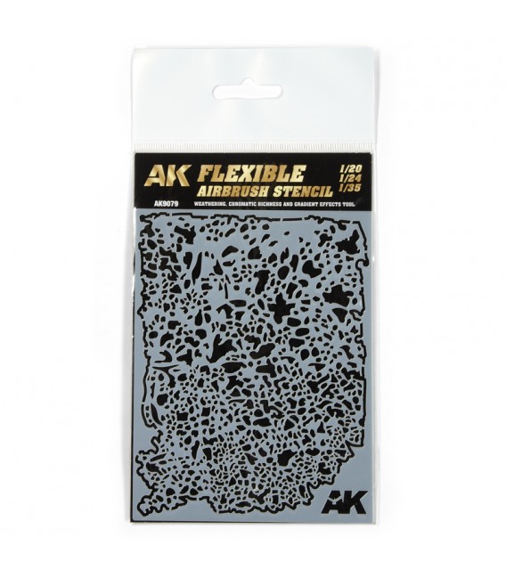 AK9079 Plantilla Flexible per a Aerograf 1/20 – 1/24 - 1/35   10x15 cm.