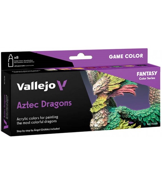 Set Vallejo Game Color 8 u. (18 ml.) Aztec Dragons by Angel Giraldez.