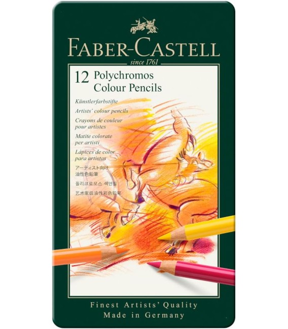 Boite metal 12 crayons Polychromos Faber-Castell