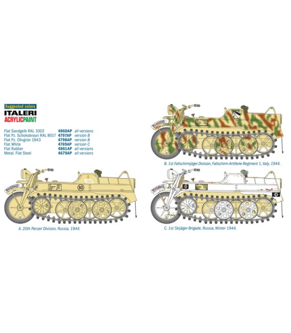 7404 Kettenkrad Sd.Kfz.2 Kleines Kettenkraftrad Typ HK 101  - Italeri Escala 1/9