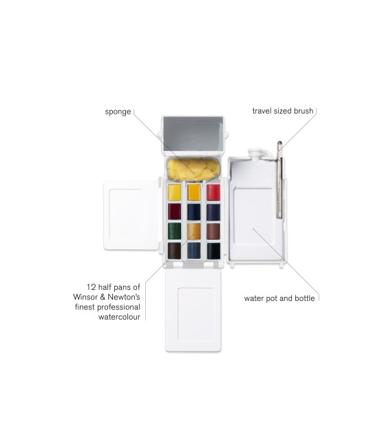 Boite aquarelle plastique Professional set de poche d'exterieur 12 godets