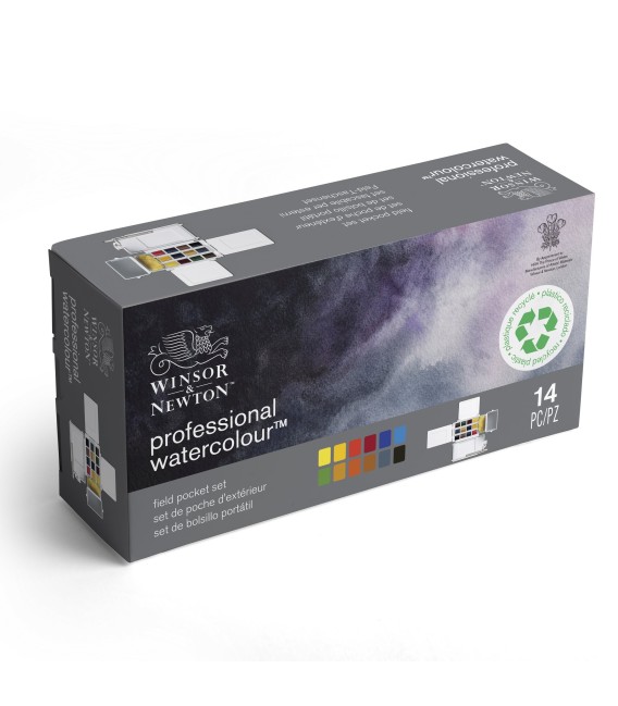 Boite aquarelle plastique Professional set de poche d'exterieur 12 godets