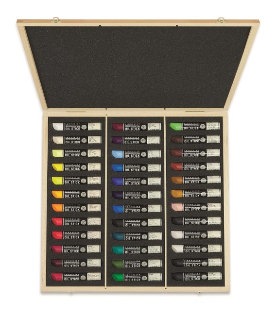 Caixa de fusta 36 Olis en Barra extra fi Sennelier 38 ml.