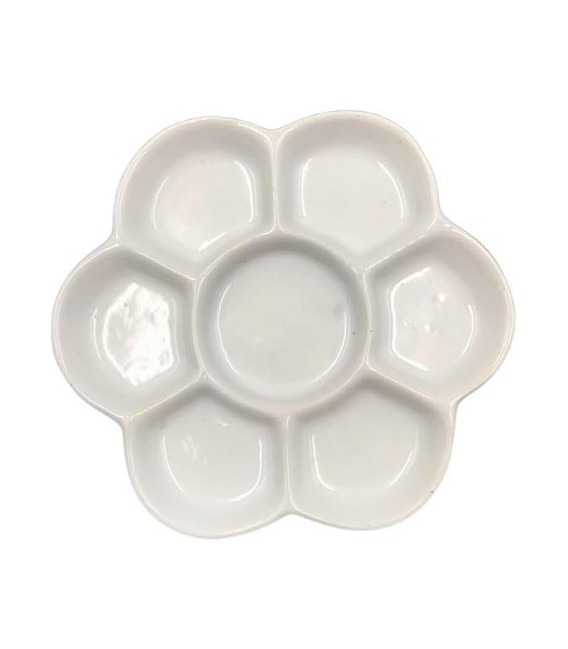 Paleta de mezclas ceramica con 7 depositos forma de flor