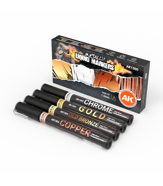 AK1300 4 u. Metallic Liquid Marker set