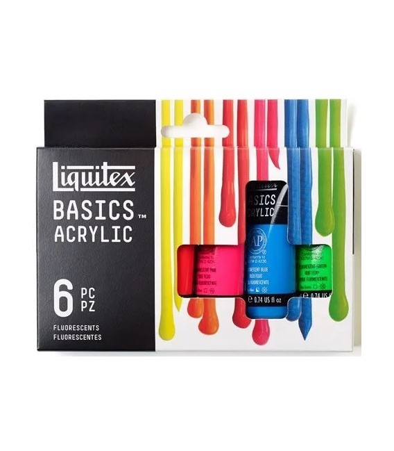 Set peinture acrylique Liquitex Basics Fluorescents 6 tubes 22 ml