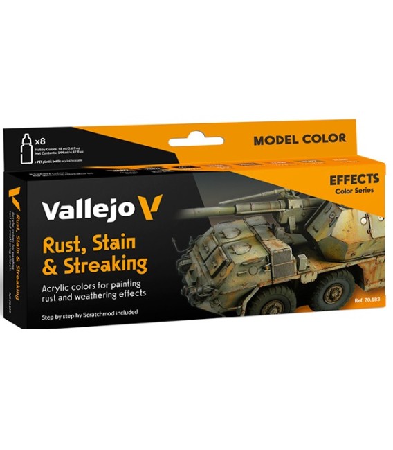 70183 Set Vallejo Model Color 8 u. (18 ml.) Rust, Stain & Streaking