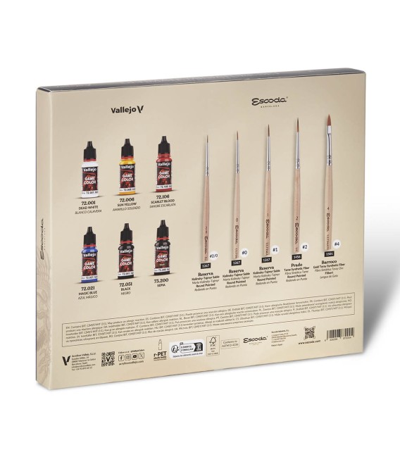 Ultimate Miniature Set Escoda - Vallejo 5 pinceaux et 6 couleurs
