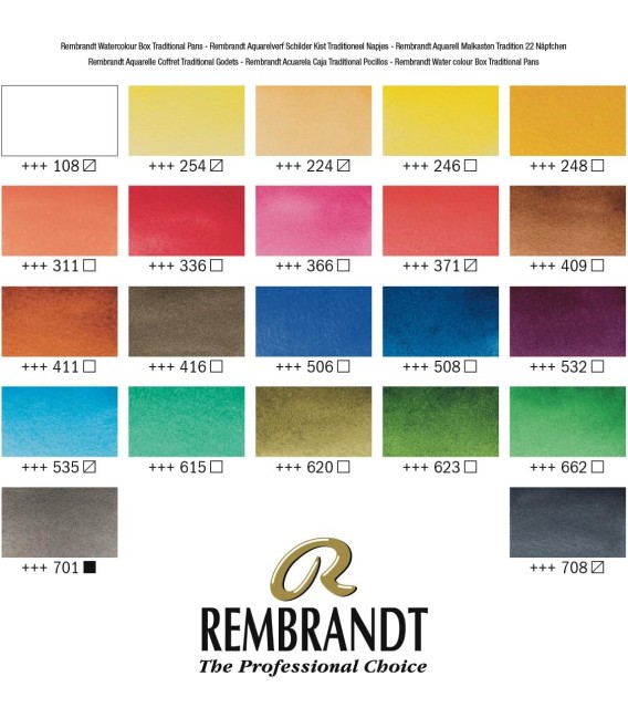 Water color wood set Rembrandt Traditional 22 pans