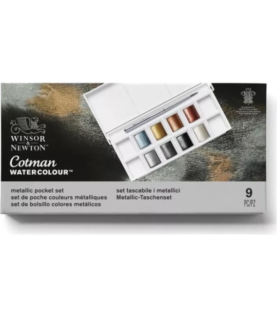 Scatola acquerelli plastico Cotman Metallic 8 godets