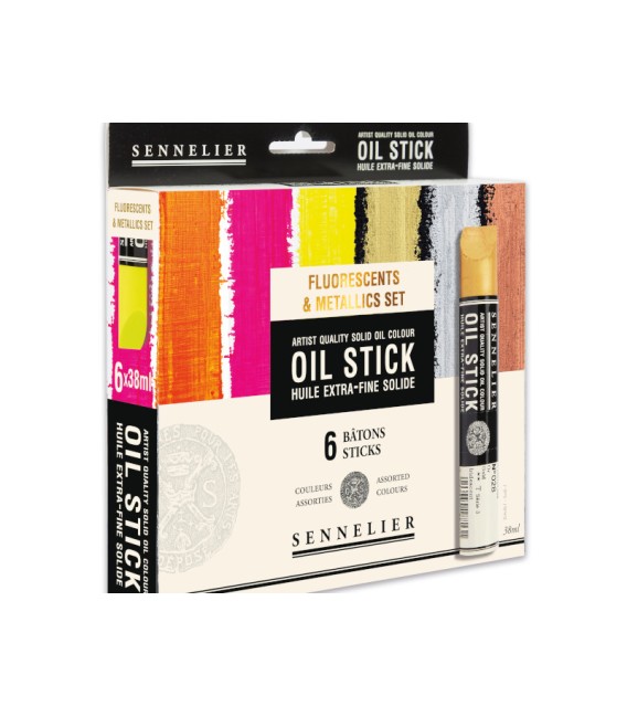 Sennelier Set Fluorescents and Metallics Oil Stick 6 x 38 ml