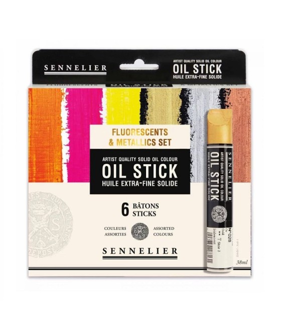 Sennelier Set Fluorescents and Metallics Oil Stick 6 x 38 ml