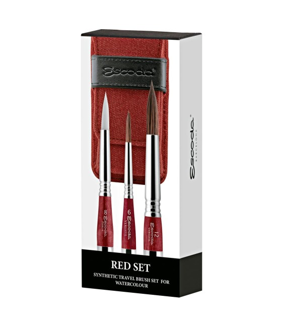 Set de 3 pinceles de viaje Escoda 1270 Red Set
