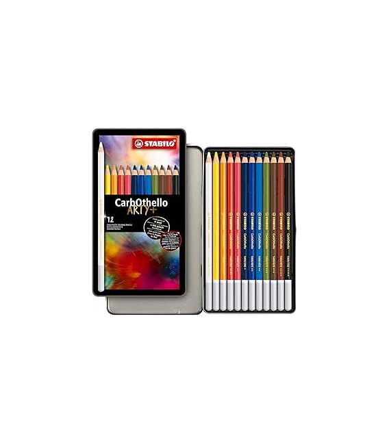 a) STABILO CarbOthello 12 Pastel Pencils Metal Box
