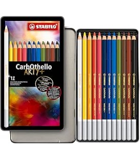 a) Caixa metall 12 llapis Pastel STABILO CarbOthello