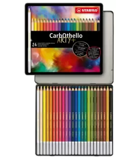 b) Caixa metall 24 llapis Pastel STABILO CarbOthello