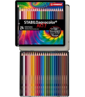 b) Caixa metall 24 llapis aquarel.lables STABILO Aquacolor