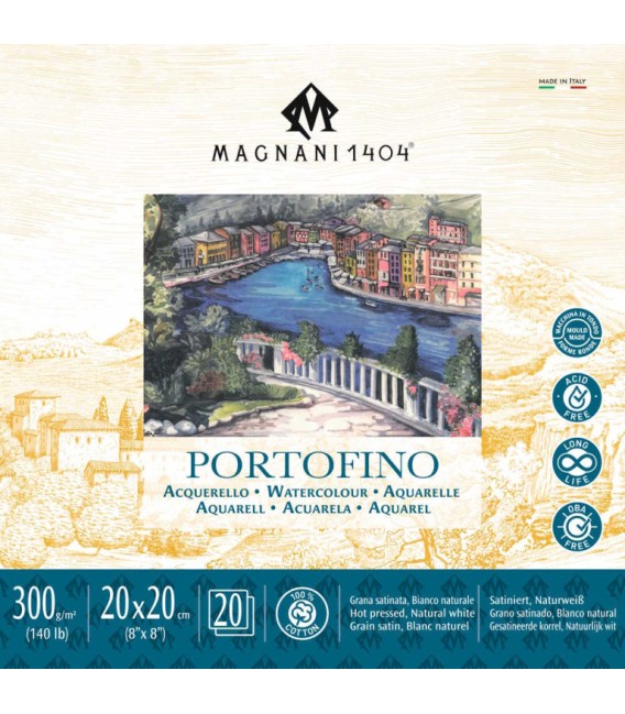 Bloc Acuarela Magnani 1404 Portofino 20h 300g Gr. Satin 20x20 cm.