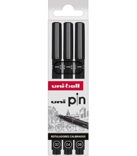 Set 3 marqueurs calibres UNI PIN 02-04-08
