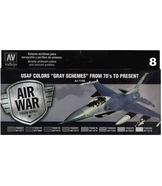 Set Vallejo Model Air 8 u. (17 ml.) USAF Gray Schemes 70/present