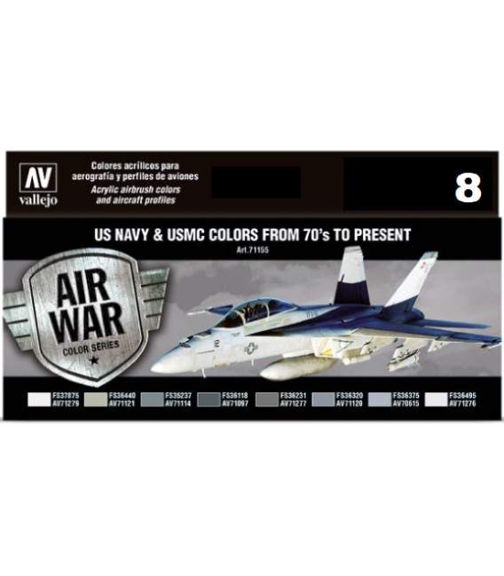 Set Vallejo Model Air 8 u. (17 ml.) US NAVY & USMC 70's/present
