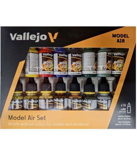 Set Vallejo Model Air 16 u. (17 ml.) Colores Basicos.