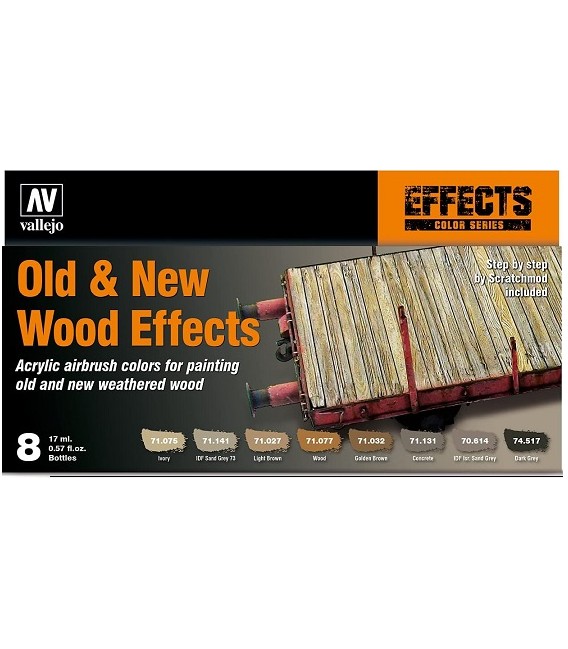 Set Vallejo Model Air 8 u. (17 ml.) Efectes fusta vella i nova