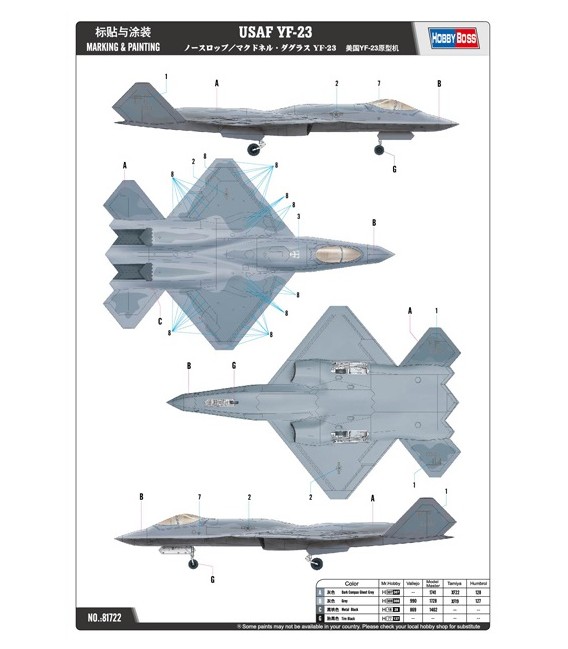 USAF YF-23 - 81722 Hobby Boss - Escala 1/48