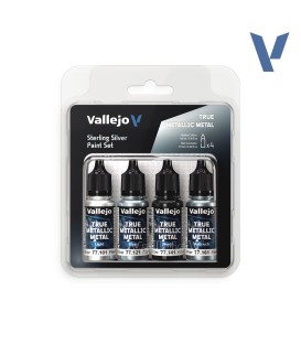 77251 Set Vallejo Plata de Ley True Metallic Metal 4 u. (18 ml.)