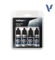77251 Set Vallejo Sterling Silver True Metallic Metal 4 u. (18 ml.)