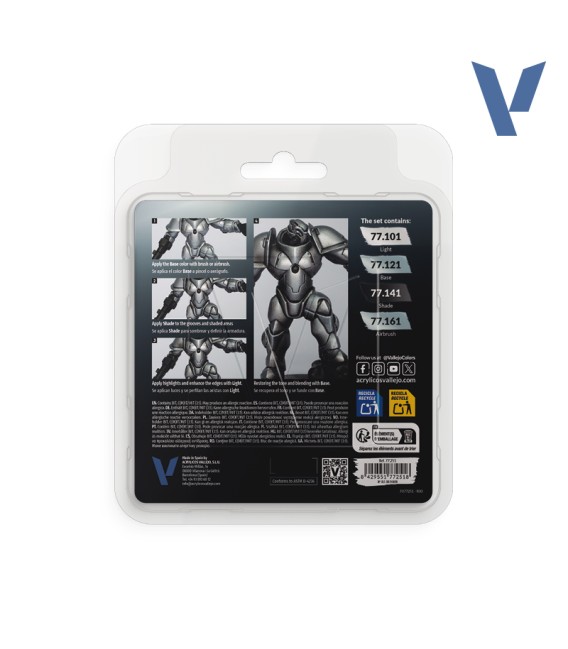 77251 Set Vallejo Sterling Silver True Metallic Metal 4 u. (18 ml.)