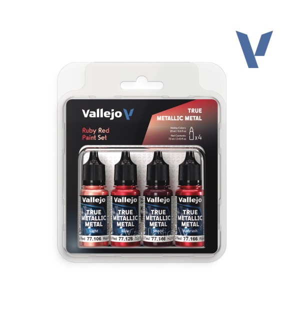77254 Set Vallejo Rojo Rubí True Metallic Metal 4 u. (18 ml.)