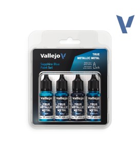77256 Set Vallejo Azul Zafiro True Metallic Metal 4 u. (18 ml.)