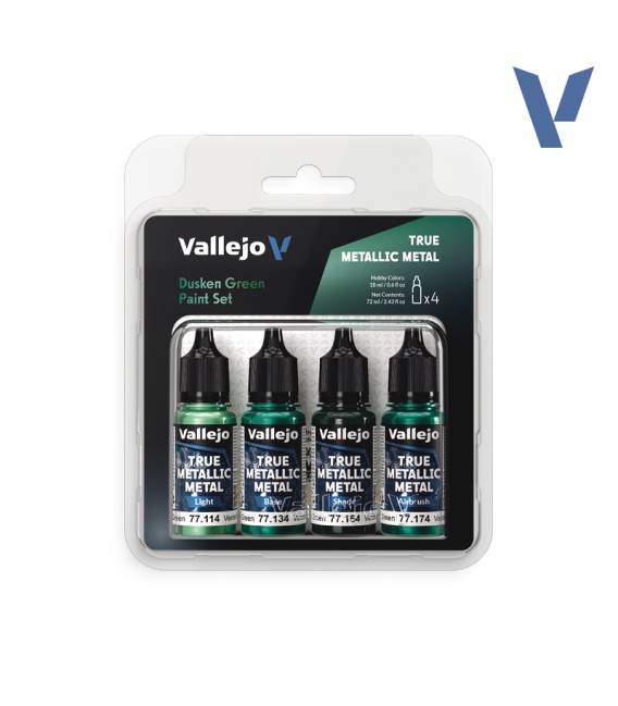 77257 Set Vallejo Dusken Green True Metallic Metal 4 u. (18 ml.)
