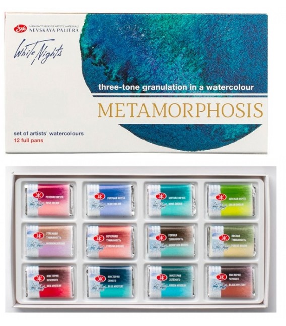 Scatola di cartone acquerello White Nights 12 colori Metamorphosis