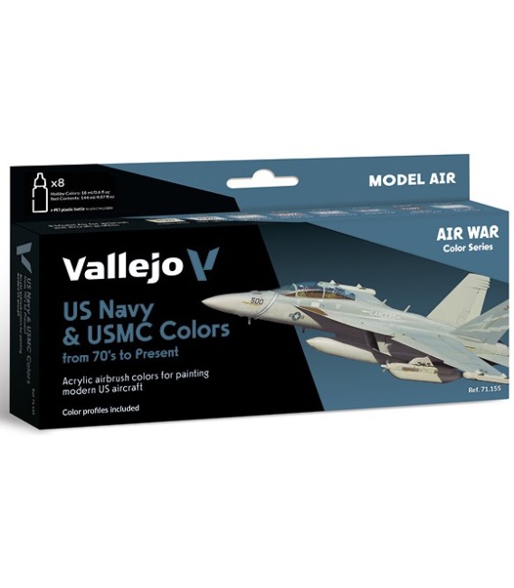 Set Vallejo Model Air 8 u. (17 ml.) US NAVY & USMC 70's/present